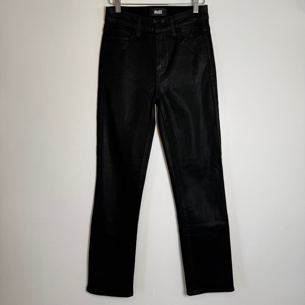 PAIGE Cindy Black Coated Skinny Jeans Women's Size 25